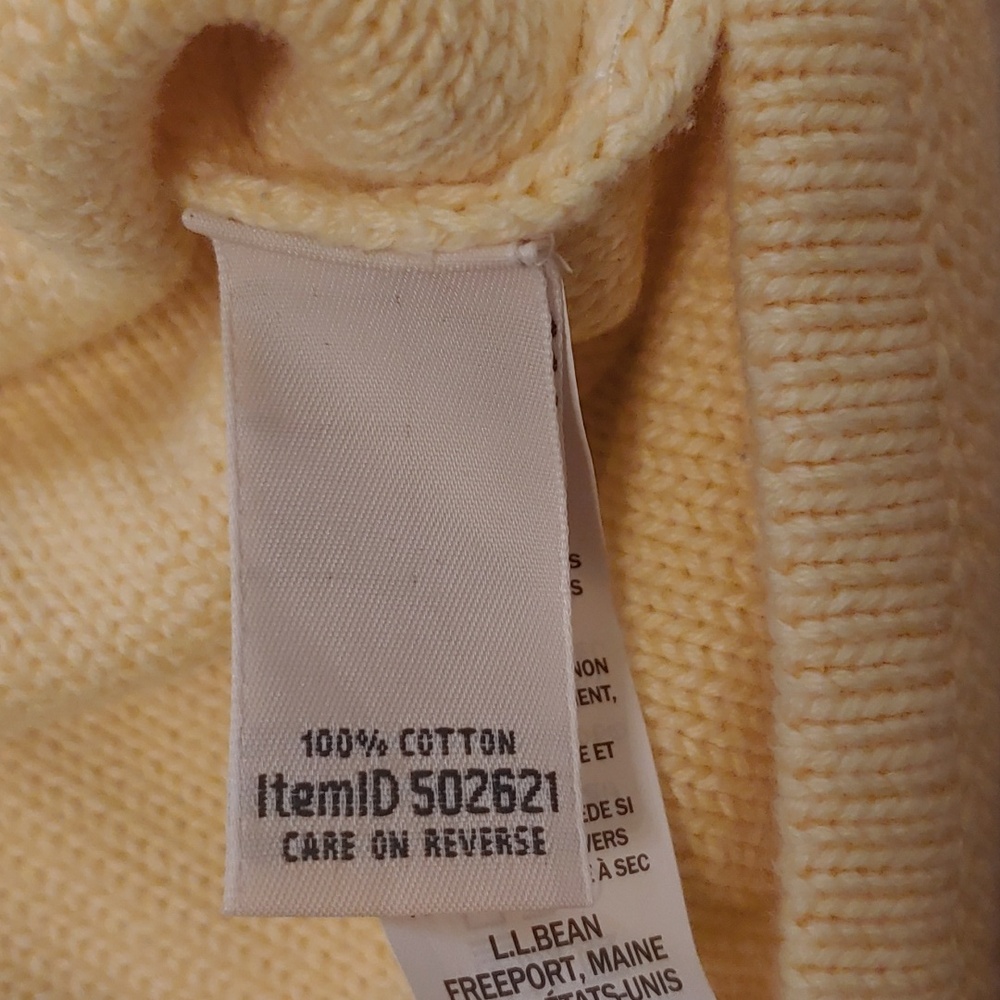 L.L. Bean Yellow Cable Knit Turtleneck Fisherman Sweater Women's Size L - Picture 3 of 7